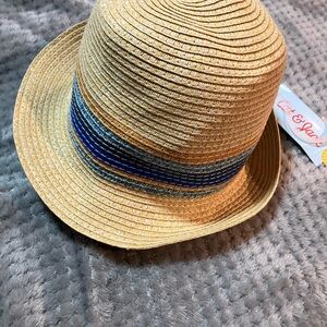 Cat & Jack Tan Hat with Blue Stripe